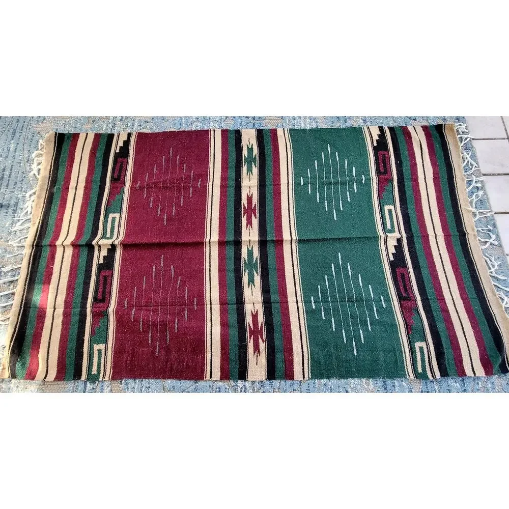 Southwestern Serape Blanket Boho Tribal Fringe Throw Rug Cabin Decor